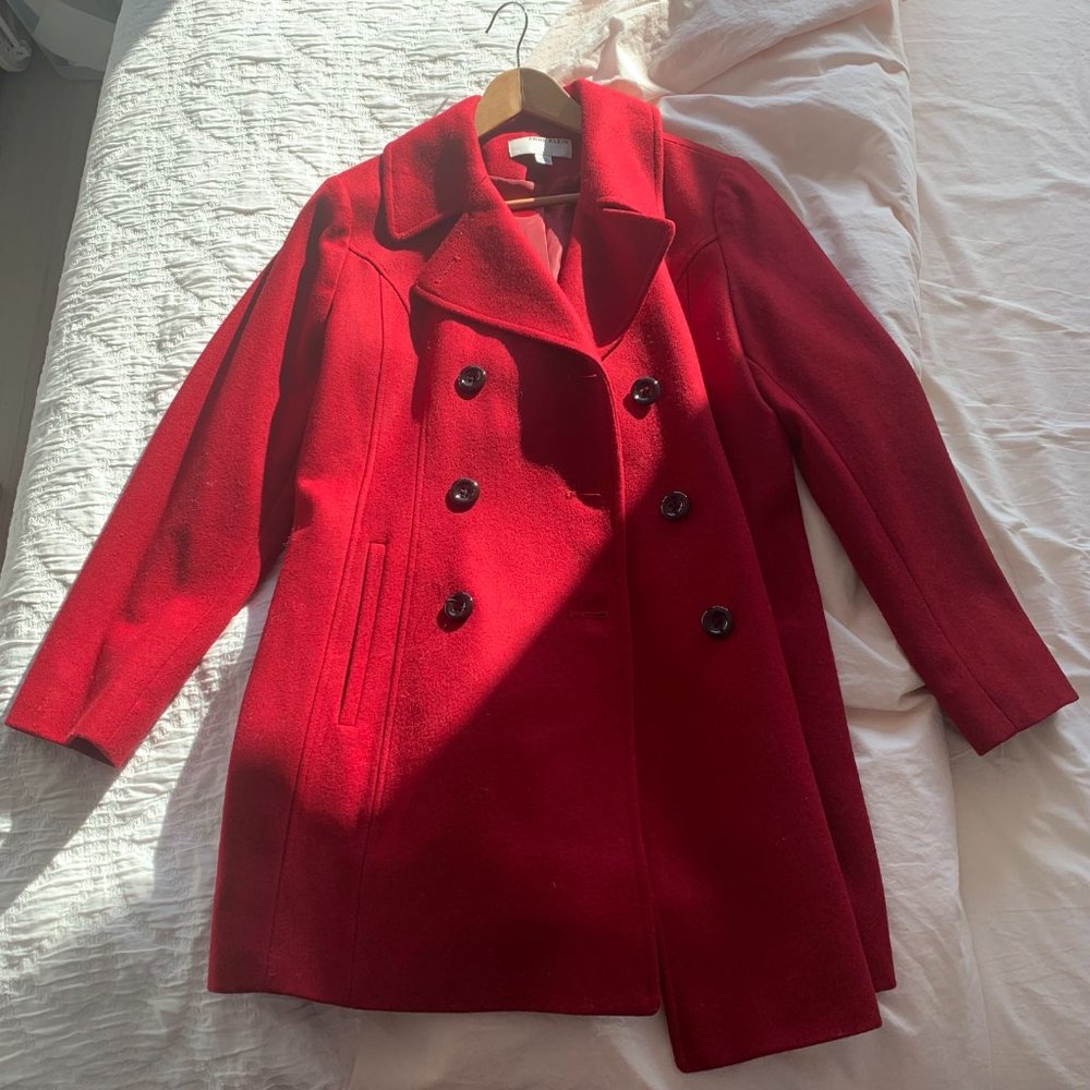 Anne Klein L Red Peacoat